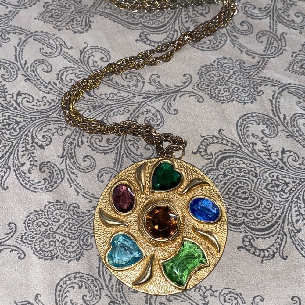 Large Multicolored Multi-Shaped Stone Round Pende… - image 6